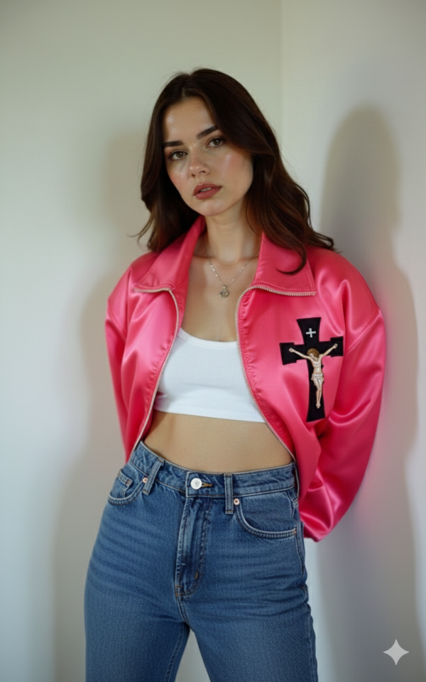 Pink Jesus Varsity Jacket